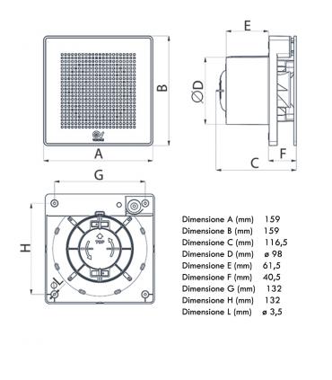 Aspiratore elicoidale per parete oro nero metallizzato Vortice Punto E