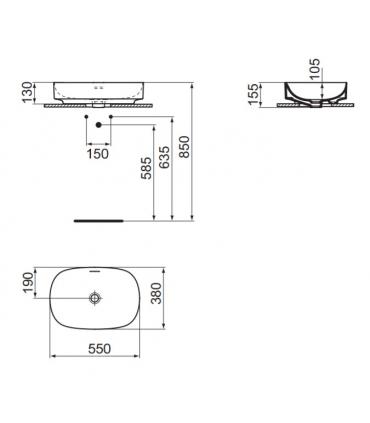 Lavabo da appoggio ovale Ideal Standard Linda-X con troppopieno