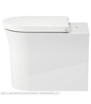 Vaso a pavimento filo parete Duravit, serie White Tulip 200109, con trattamento WonderGliss