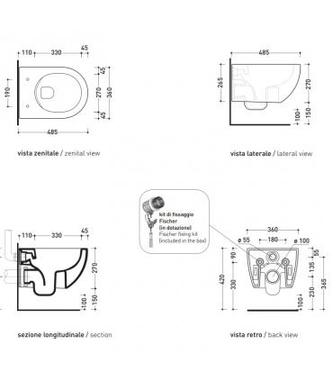 Flaminia Wall Hung Wc MiniApp AP119G 48X36 With Go Clean AP119G