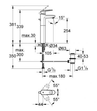 High mixer for washbasin Grohe collection europlus