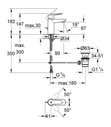 Miscelatore monoforo per lavabo Grohe serie bauedge art.23328000