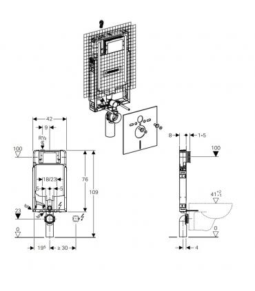 Built in cistern for wall mounted toilet Geberit Combifix Italia Sigma8