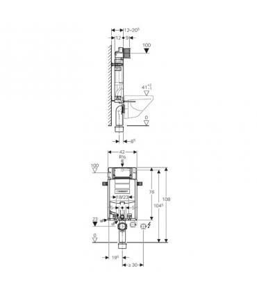 Built in cistern wall mounted toilet Geberit Combifix Sigm12