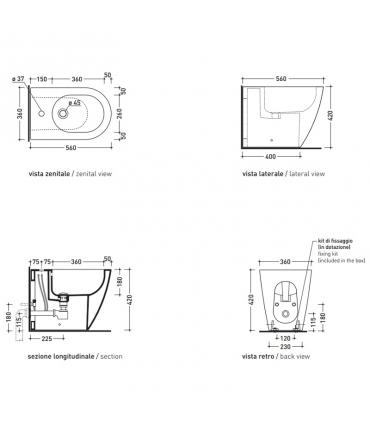 Back To Wall Bidet Single hole, Flaminia, Link Art.Lk217