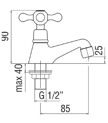Tap for washbasin single hole, Teknobili grazia GRC5004/2