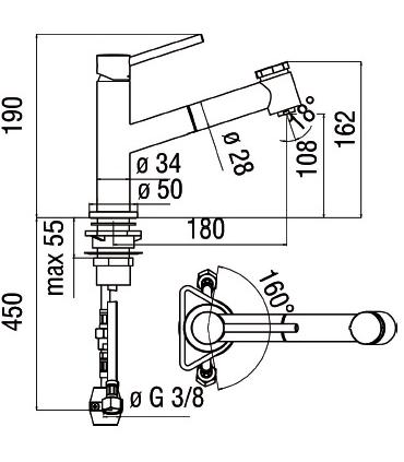 Kitchen mixer with extractable hand shower Nobili Acquerelli