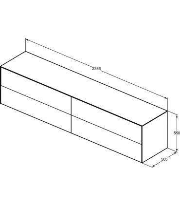 Armoire laquée à 4 tiroirs et plateau Ideal Standard Conca