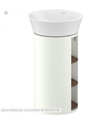 Duravit floor vanity unit, White Tulip WT4239 with American Walnut solid wood shelves