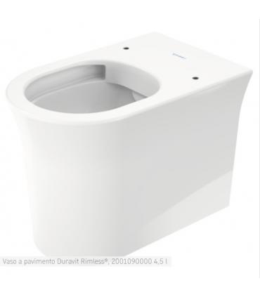 Vaso a pavimento filo parete Duravit, serie White Tulip 200109, con HygieneGlaze