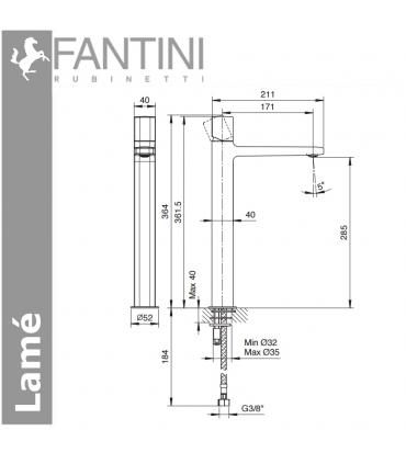 Miscelatore lavabo alto, Fantini serie Lame' art.M006WF