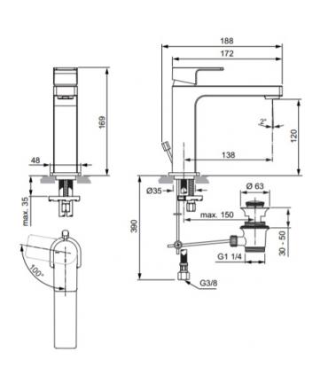 Miscelatore lavabo Bluestart Grande Ideal Standard Edge A7107