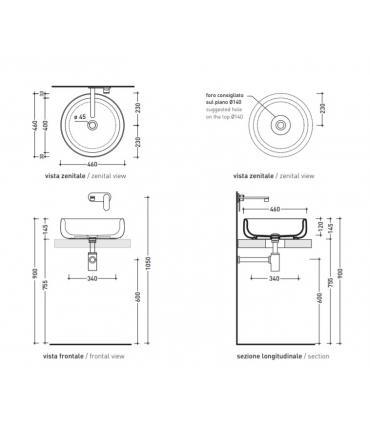 Countertop Washbasin Ceramica Flaminia Bonola Collection