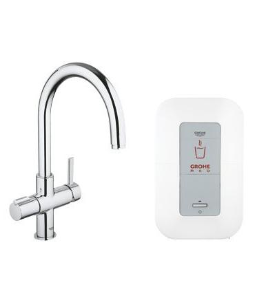 Mixer with Purifier and hot water for sink collection Red Grohe