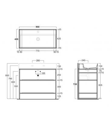 Floor structure for Simas Agile washbasin in metal