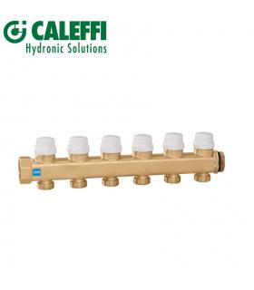 Return collector Caleffi 6620 wit intercepting valves, equipped for electrothermic control