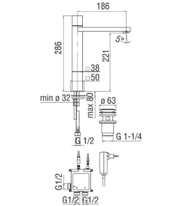 Electronic mixer for washbasin single hole Nobili Loop E90128/1