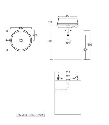 Lavabo da appoggio rotondo Simas serie Sharp art.SH01