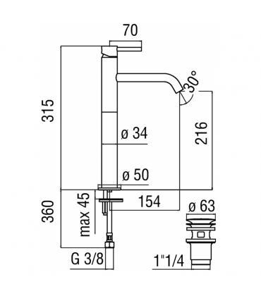 Mitigeur lavabo haut monotrou Nobili acquerelli  AQ93128/2