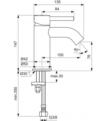 Mitigeur lavabo sans vidage Ideal Standard Ceraline BC268