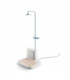 Shower column, Lineabeta, collection Ista', external, white, stainless steel light blue