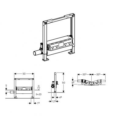 Shower siphon wall hung, 50cm, Geberit Duofix for plasterboard