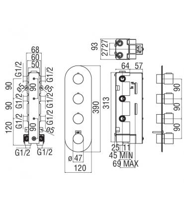 Mitigeur encastre' thermostatique  Nobili Likid LK00101FL, fume' poli