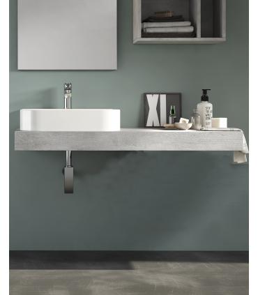 Mensola RCR bagno beton 120cmx51,2 H10cm con lavabo da appoggio