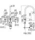 Faucet for washbasin  3 holes Nobili series  Lira a long mouth  with drain