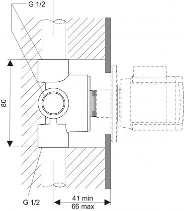 Built-in body for Ideal Standard 3-way diverter A2393NU
