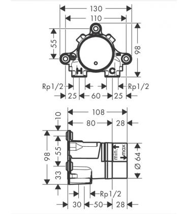 Corps à encastrer pour lavabo Axor 13625180