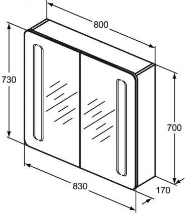 Specchio contenitore con luce integrata a due ante Ideal Standard