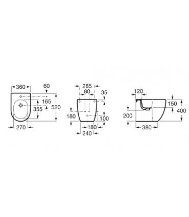 Bidet a pavimento filo parete Roca serie New Meridian monoforo