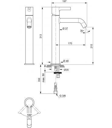 JOY BC782 MÉLANGEUR LAVABO HAUTE BOUCHE