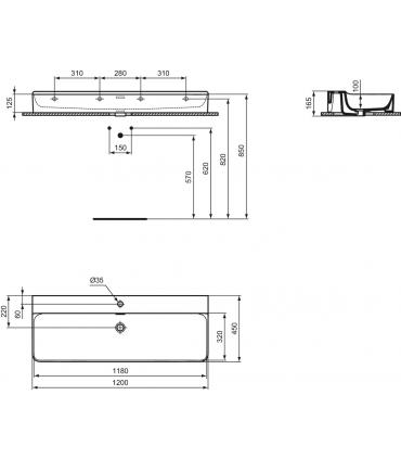 CONCA T3838 WASHBASIN 120X45 1F