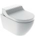 Multifunction wall hung toilet Tuma Comfort AquaClean Geberit white glass