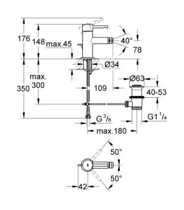 Single hole mixer for bidet Grohe collection essence