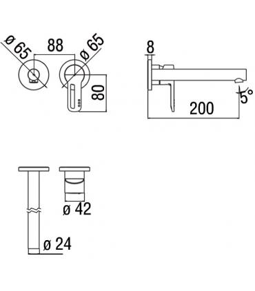 Mixer  wall  da kitchen  with clinical lever Nobili mouth  23,5 cm