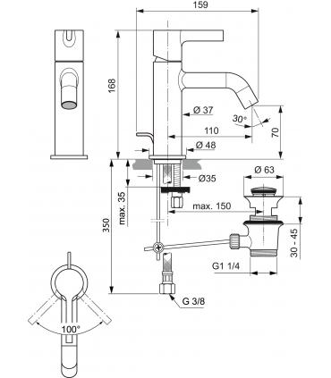 JOY BC775 WASHBASIN MIXER W / EXHAUST AND LEVER