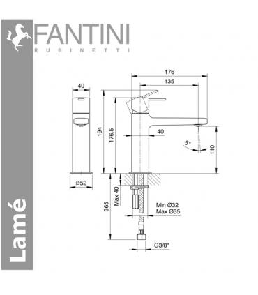 Washbasin mixer single hole Fantini Lame'