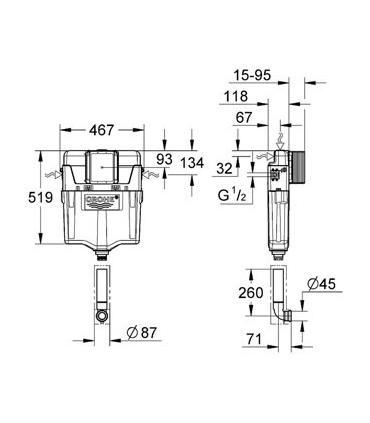 Reservoir a' encastrer pour wc, Grohe GD2