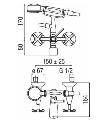 External mixer for bathtub Nobili Carlos Primero with hand shower