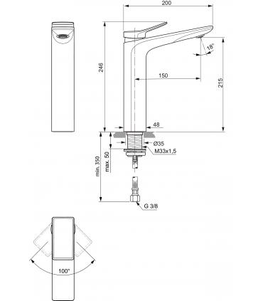 VÉRIFIEZ LE MÉLANGEUR DE LAVABO BC758 BOUCHE HAUTE