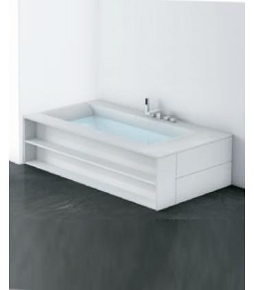 Baignoire gauche Sensual en matiere Corian blanc opaque sans robinet