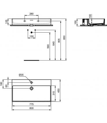 Lavabo à Poser Ou Suspendu Ideal Standard Extra Monotrou