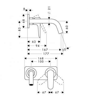 Miscelatore a parete piastra unica lavabo Hansgrohe axor Citterio M ar