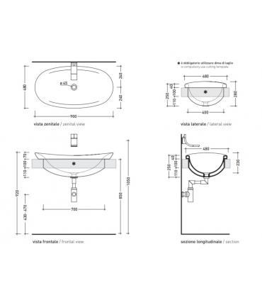 Lavabo à encastrer Ceramica Flaminia série Io art. IO4290