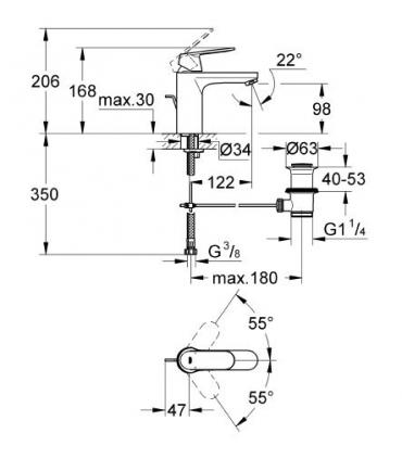 Miscelatore bocca alta per lavabo Grohe eurosmart cosmopolitan