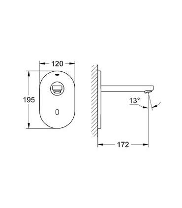 Robinet electrique lavabo mural Grohe Euroeco Cosmopolitan E