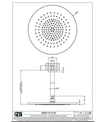 Ceiling shower head Gessi Intreccio collection art. 54150